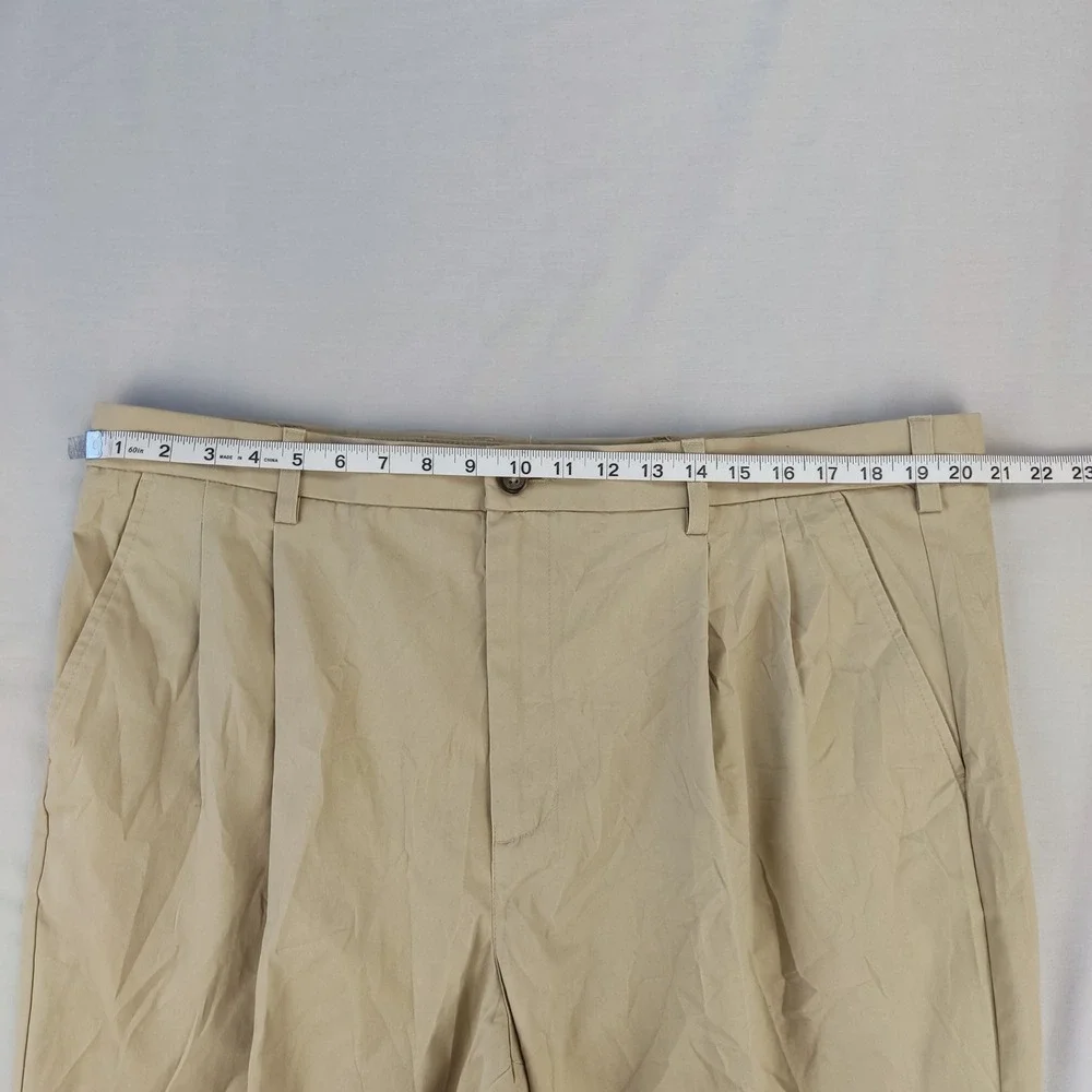 Croft & Barrow Pants Mens 40x32 Khaki Classic Fit Pleated Cotton Blend Stretch